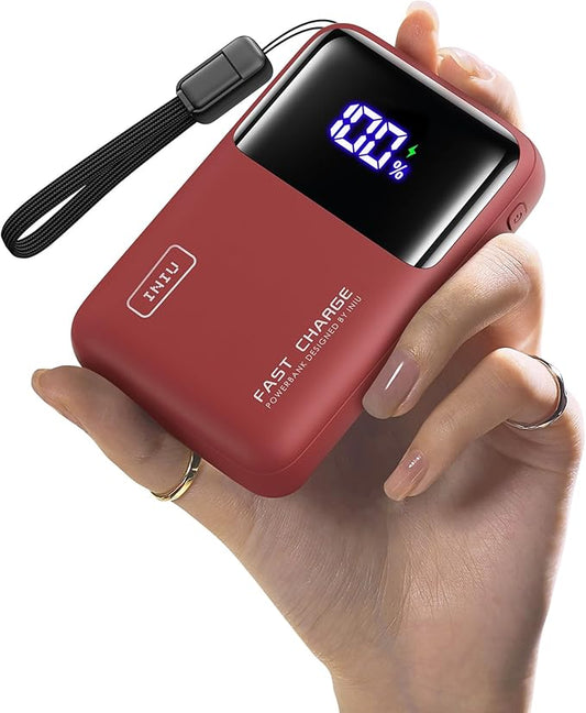 INIU Power Bank, 20000mAh 65W Ultra Compact USB C Laptop & Phone Portable Charger, Fast Charging Flight Cruise Ship Travel Essential Battery Pack for College Students Travelers Teen Boys Girls, Red