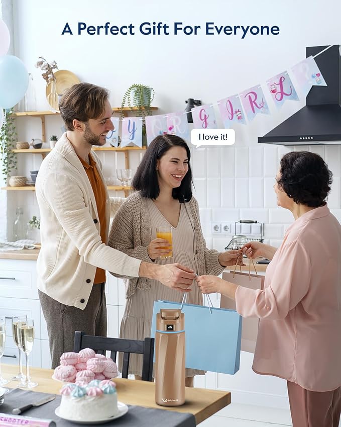 BOOST Smart Water Bottle that Reminds You to Drink, 24oz BPA-Free Stainless Steel Vacuum Insulated Bottle, Wide Mouth Water Tracker Bottle with APP, Ideal Gift for Christmas, New Year