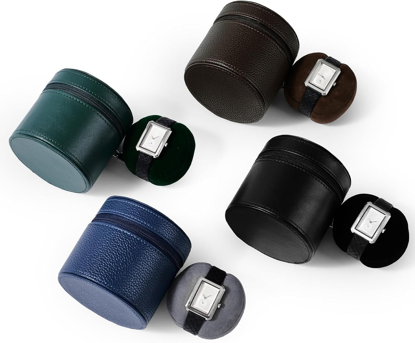 Oirlv Luxury Leather Watch Travel Case Single Watch Case with Removable Pillow(Black)