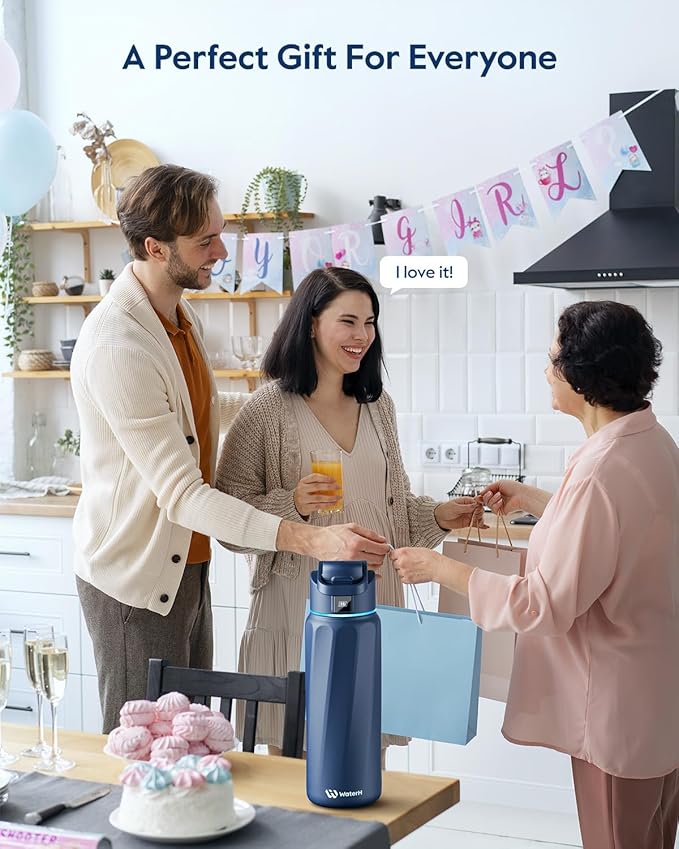 BOOST Smart Water Bottle with Reminder & Tracker, Double Wall Vacuum Insulated Bottles Stainless Steel, 32oz BPA-Free Wide Mouth for Gym, Office, School, Ideal Gift for Christmas, New Year