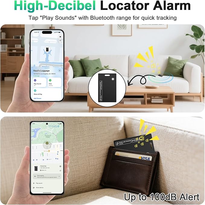 2026 New Dual Platform Wallet Tracker (Both iOS and Android) IP68 Bluetooth Smart Finder Card GPS Tracker for Bags Passport Works with Apple Find My (Apple MFi Certified) & Google Find My Device