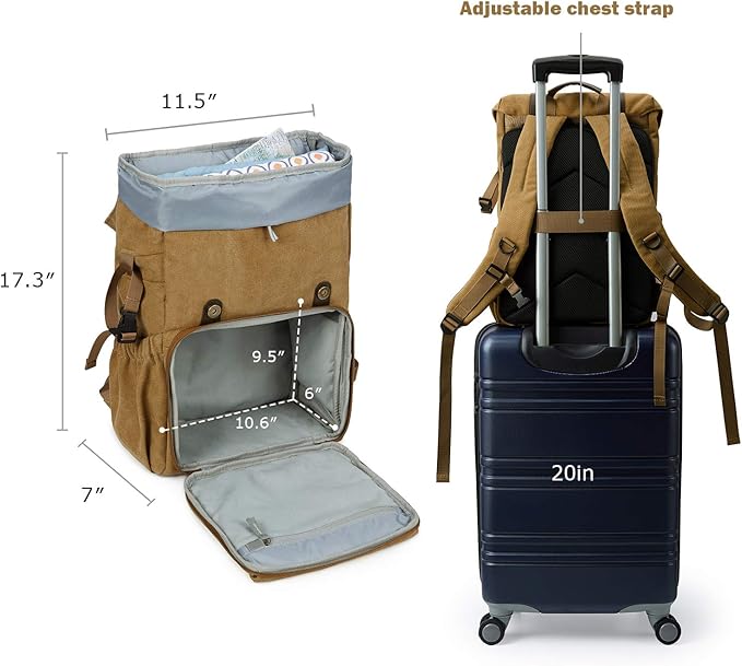 BAGSMART Camera Backpack, DSLR Camera Bag, Waterproof Camera Bag Backpack for Photographers, Fit up to 15" Laptop with Rain Cover and Tripod Holder, Khaki