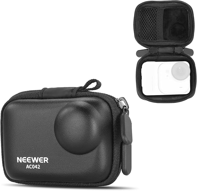 NEEWER Storage Case Compatible with Insta360 GO Ultra, Protective Portable Travel PU Hard Shell Carrying Bag with Mesh Pocket & Carabiner, Action Camera Accessories, AC042