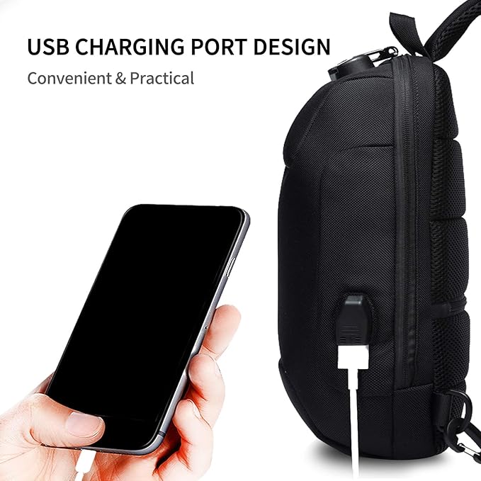 FANDARE New Men Sling Bag Anti-theft Crossbody Bag Chest Pack with Password Lock,USB, Reflective Stripe Shoulder Bag for Cycling Camping Riding Hiking Waterproof Polyester Camo