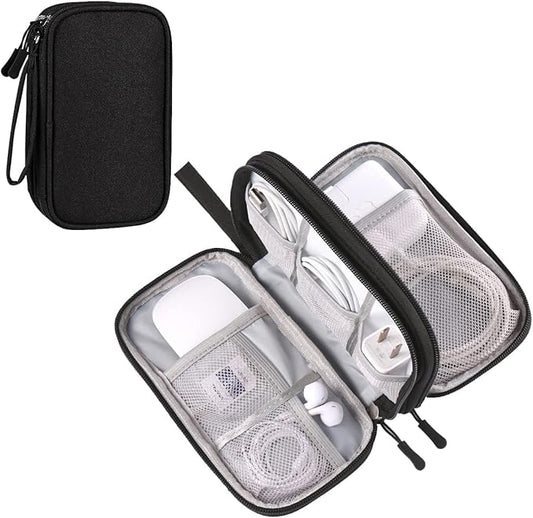 Tech Organizer Travel Case, Carrying Tech Kit for Electronics and Accessories (Medium, Black)