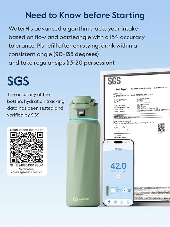 BOOST Smart Water Bottle with Reminder & Tracker, Double Wall Vacuum Insulated Bottles Stainless Steel, 32oz BPA-Free Wide Mouth for Gym, Office, School, Ideal Gift for Christmas, New Year