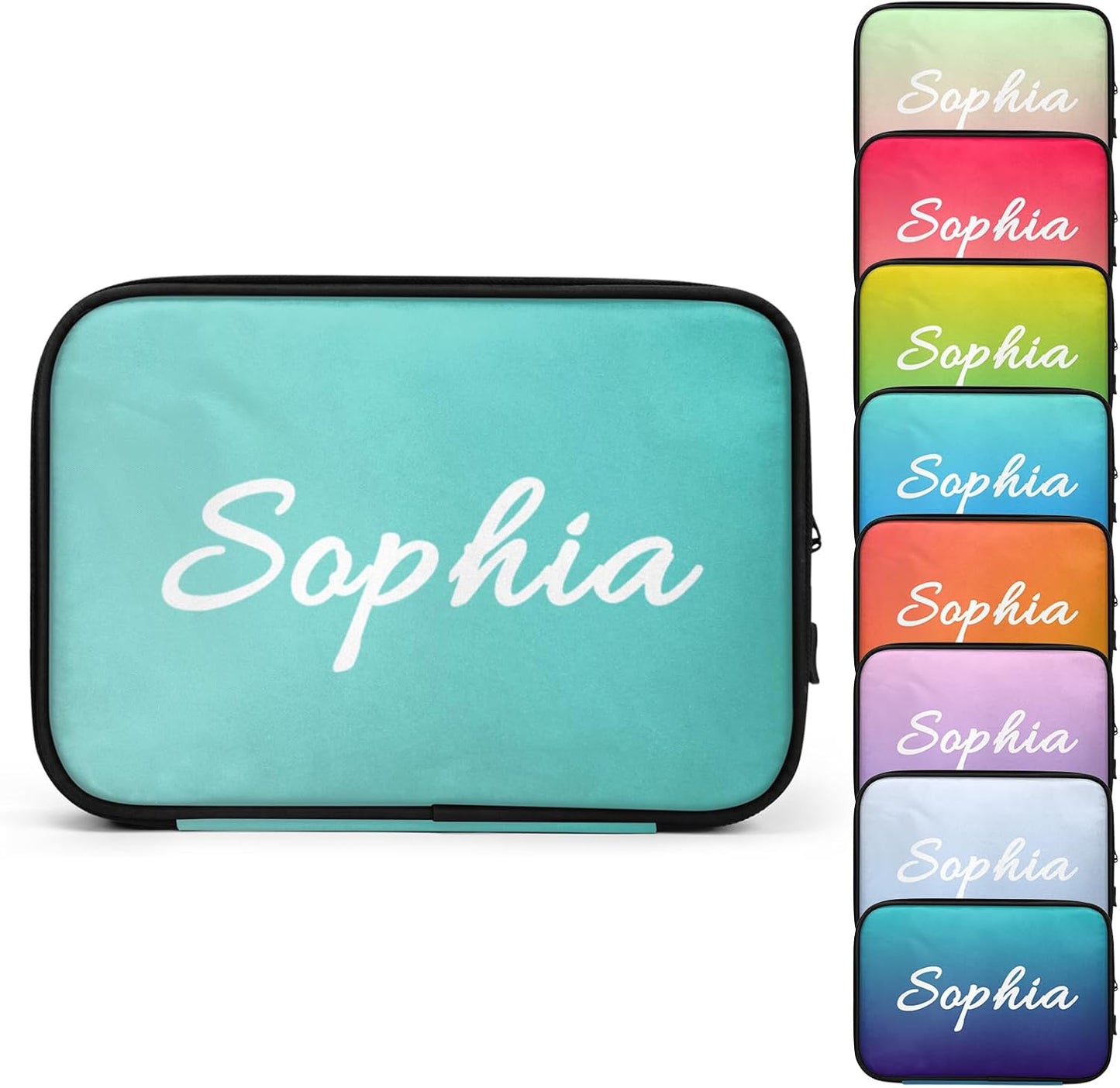 Personalized Electronics Organizer Travel Case Custom Name Cord Storage Bag Tech Accessories Pouch for Cable Charger Phone, Blue