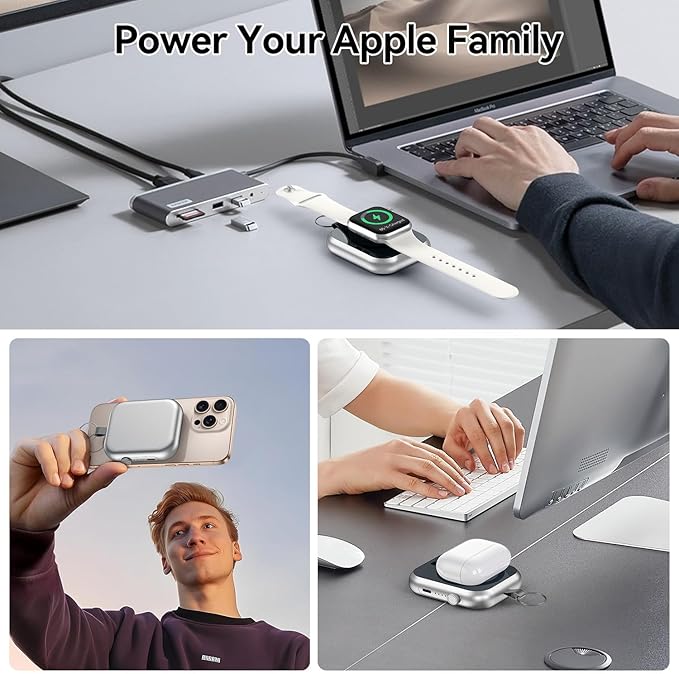 Magnetic Portable Charger, 10000mAh Power Bank for Apple Watch Charger,3-in-1 Magnetic Wireless Battery Pack,22.5W Fast Charging for iPhone 17Pro Max /16/15/14/13/12 Mini & AirPods