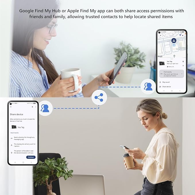 VOCOlinc Air Tag Smart Card for Android & iOS, New Dual System Rechargeable Wallet Tracker Work with Google Find Hub or Apple Find My APP, Item Finder Locator for Luggage, Suitcase. Slim 1.6mm, 1 Pack