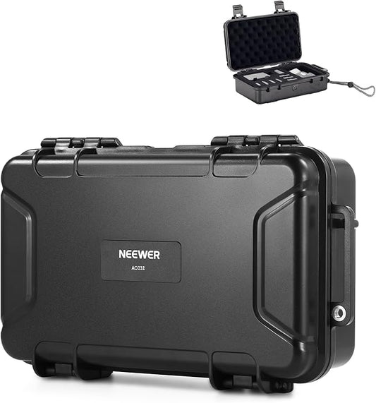NEEWER Hard Case Compatible with DJI Osmo Action 5 Pro / 4/3 Camera, IP67 Waterproof Dustproof Shockproof Portable Travel Storage Case with Custom Foam Inserts & 12 Slots for Accessories, AC031