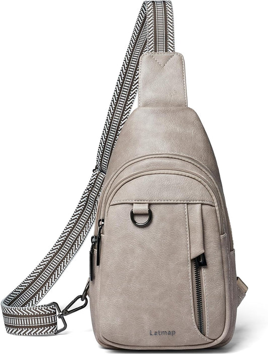 7L Sling Bag for Women Men Leather Small Sling Backpack Daypack Anti Theft Fanny Pack Crossbody Purse Travel