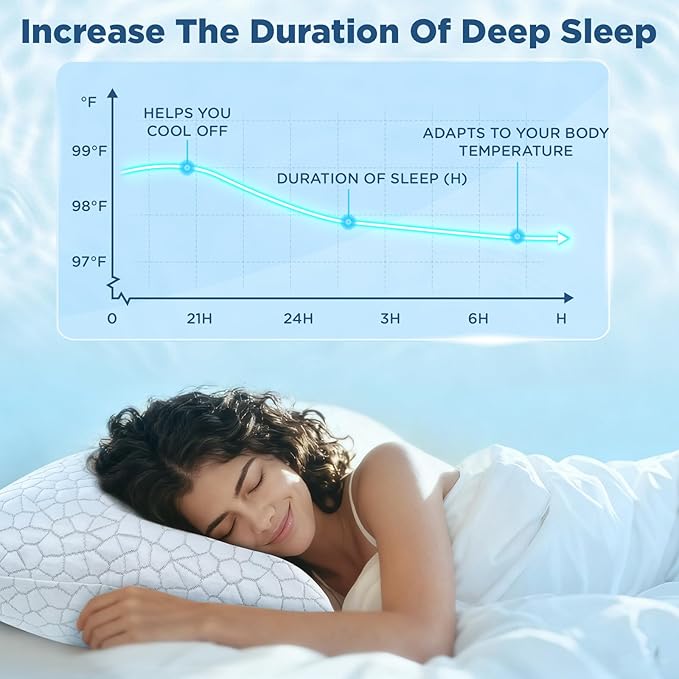 King Size Pillows 2 Pack, Cooling Bed Pillow for Sleeping King Size Set of 2, Shredded Memory Foam Pillows for Neck Pain Relief, Luxury Firm and Soft Adjustable Pillow for Side Back Stomach Sleepers