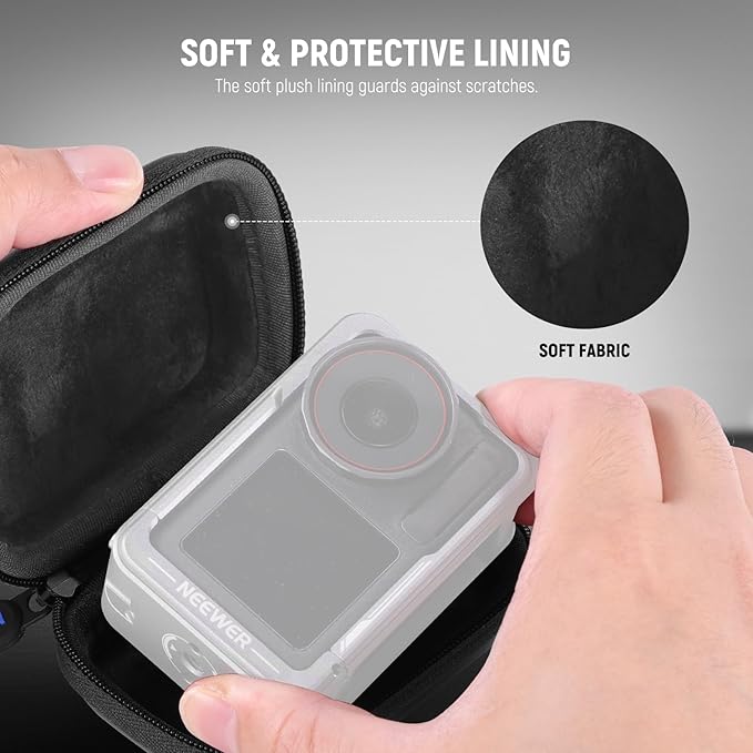 NEEWER Carrying Case Compatible with DJI OSMO Action 5 Pro 4 3, Small Travel Protector Storage Bag with Carabiner Compatible with GoPro Hero 13 12 Insta360 Ace Pro 2 Action Camera Accessories, PB031