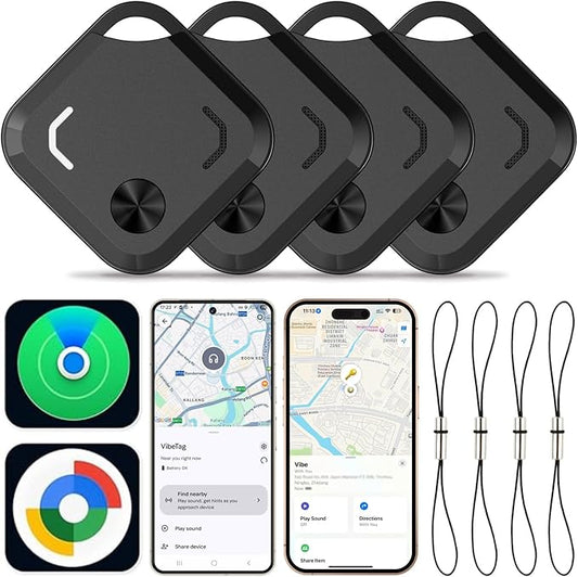 2026 New Android Air Tracker Tags-4 Pack for Both iOS & Android Phones, Dual System Bluetooth Tracker Compatible with Apple Find My (iOS) & Google Find Hub (Android) Device for Luggage, Keys, Backpack