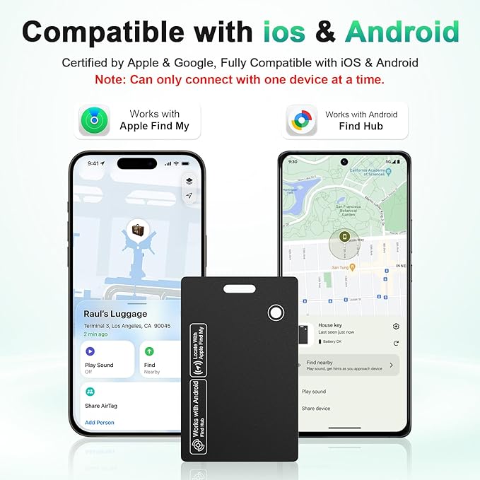 2026 New Dual Platform Wallet Tracker (Both iOS and Android) IP68 Bluetooth Smart Finder Card GPS Tracker for Bags Passport Works with Apple Find My (Apple MFi Certified) & Google Find My Device
