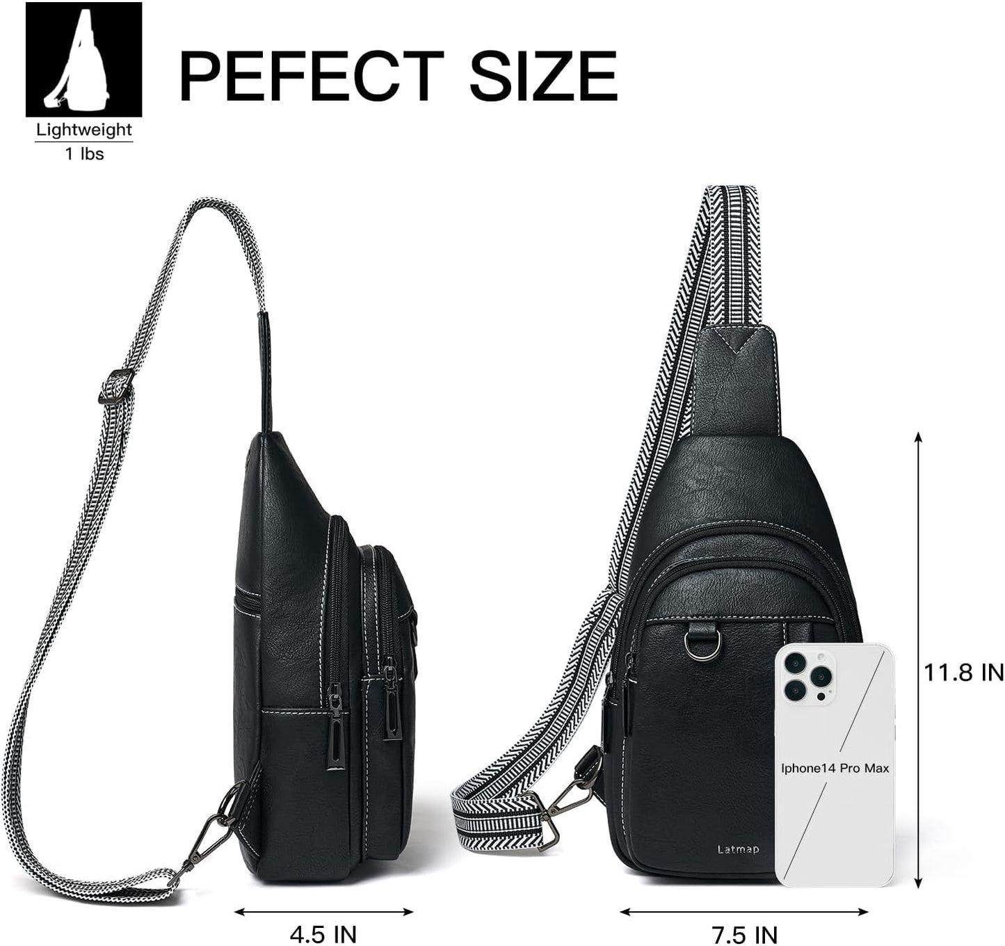 7L Sling Bag for Women Men Leather Small Sling Backpack Daypack Anti Theft Fanny Pack Crossbody Purse Travel