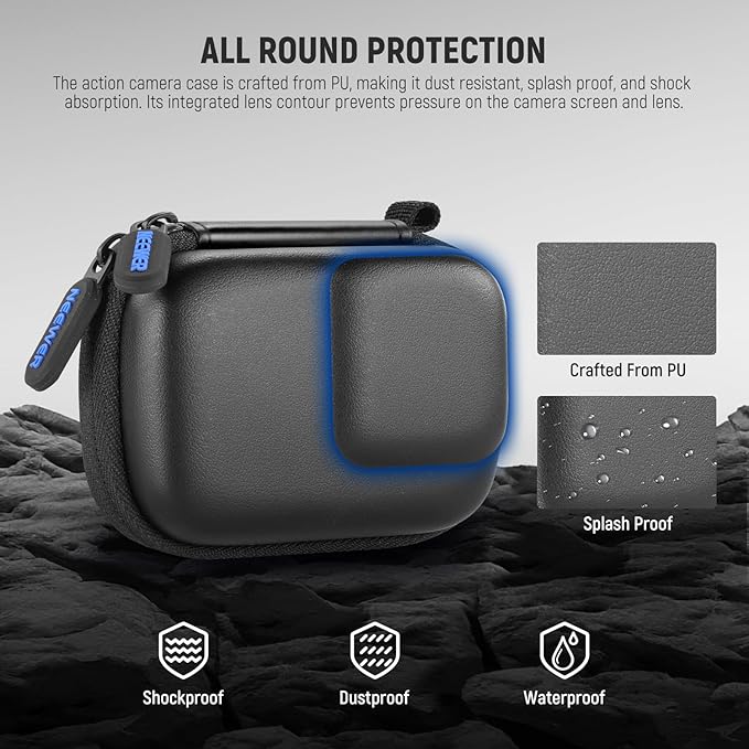 NEEWER Carrying Case Compatible with DJI OSMO Action 5 Pro 4 3, Small Travel Protector Storage Bag with Carabiner Compatible with GoPro Hero 13 12 Insta360 Ace Pro 2 Action Camera Accessories, PB031