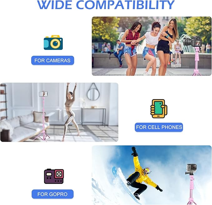 Sensyne 62" Phone Tripod & Selfie Stick, Extendable Cell Phone Tripod Stand with Wireless Remote and Phone Holder, Compatible with iPhone Android Phone, Camera