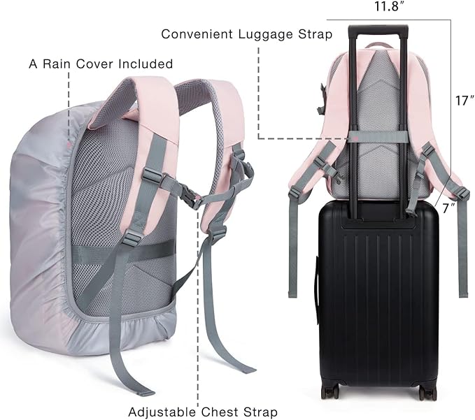 BAGSMART Camera Backpack, DSLR SLR Camera Bag Backpack Fits 15.6 Inch Laptop, Waterproof Camera Case for Photographers and Women,with Rain Cover,Tripod Holder,Pink