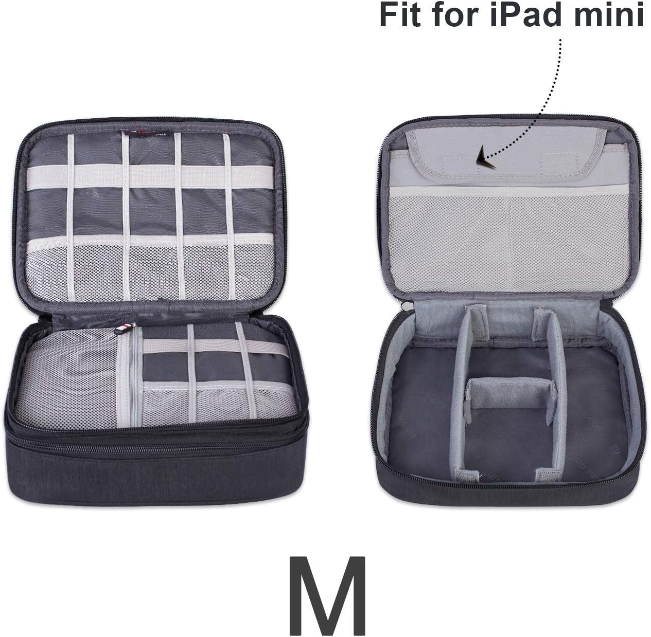 BUBM 3pcs Double Layer Electronic Organizer, Travel Gadgets Bag for Cables, External Flash Drive, Mouse, Memory Card, Power Bank and More, Compact and Multi-purpose, Black