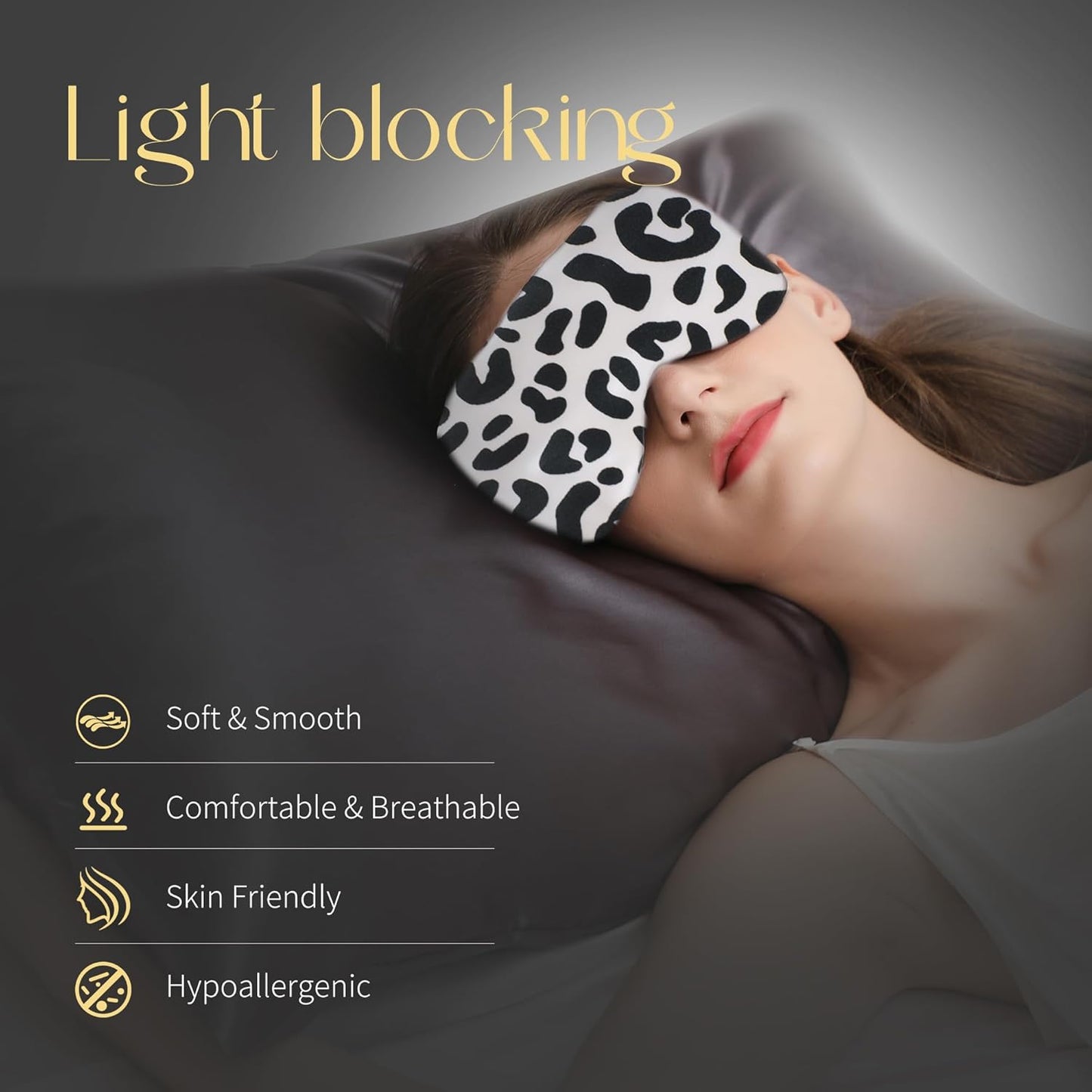 ZIMASILK Adjustable 100% 22 Momme Mulberry Silk Sleep Mask for Sleeping, Filled with Premium Mulberry Silk, Softest & Breathable Eye Sleeping Mask (Leopard - Black White)