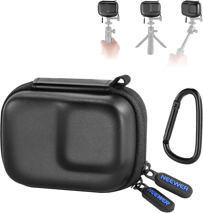 NEEWER Carrying Case Compatible with DJI OSMO Action 5 Pro 4 3, Small Travel Protector Storage Bag with Carabiner Compatible with GoPro Hero 13 12 Insta360 Ace Pro 2 Action Camera Accessories, PB031