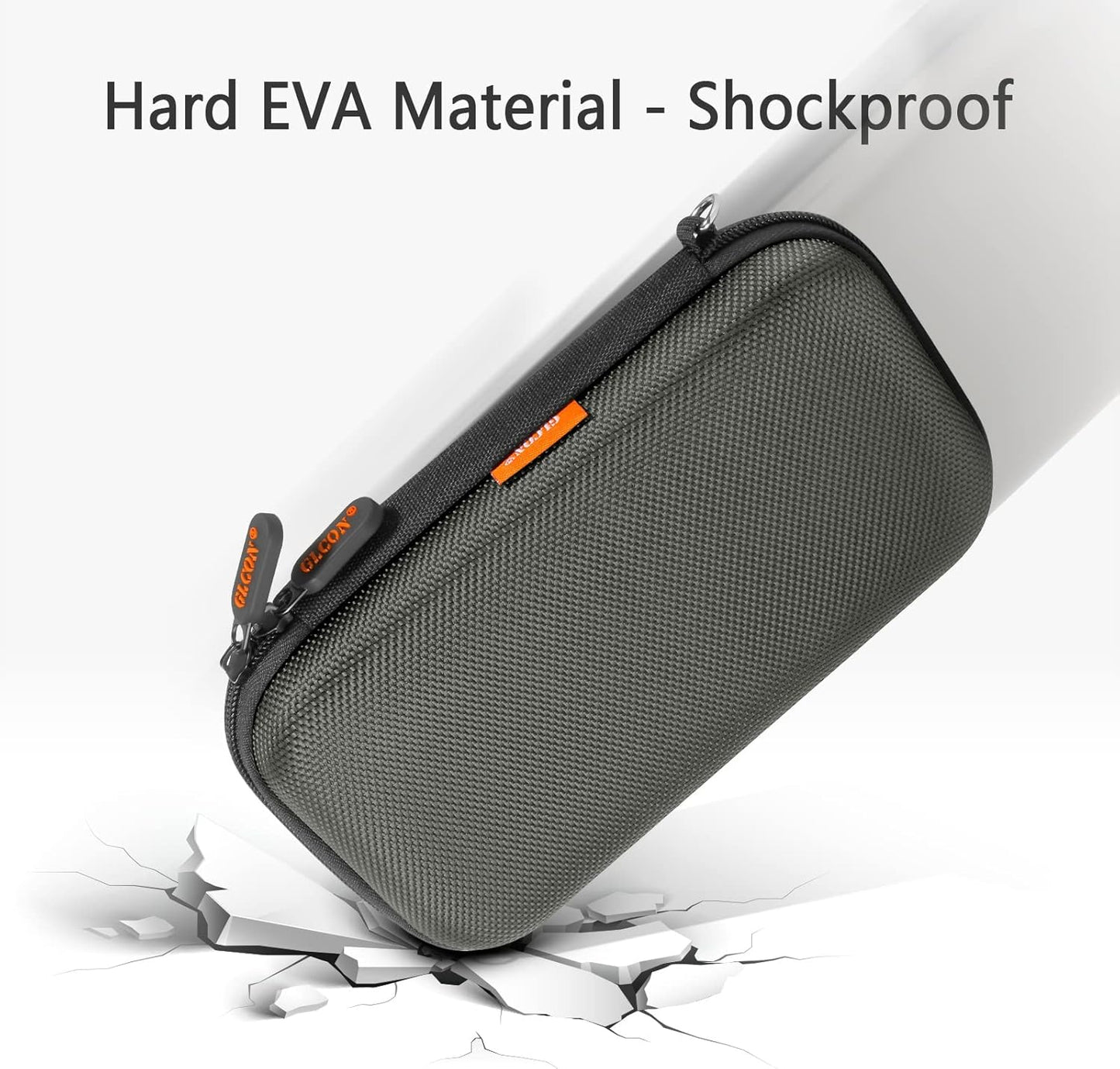 GLCON Dustproof Carrying Case Electronic Accessories Cable Organizer - Portable Small Travel Charger Case Power Bank Phone Pouch - Double Zippers Wallet Hard EVA Storage Carry Bag - Silver Grey