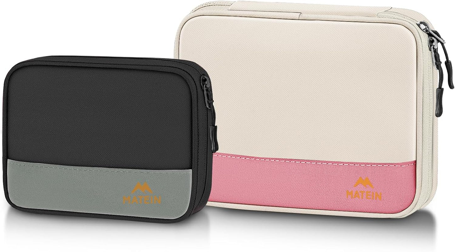 MATEIN Tech Organizer Travel Case 2 Pack for Couple, Water Resistant Charging Cord Organizer for Travel Accessories, Portable Electronics Bag for Purse, Cable, Phone & Wireless Mouse, Gifts for Work