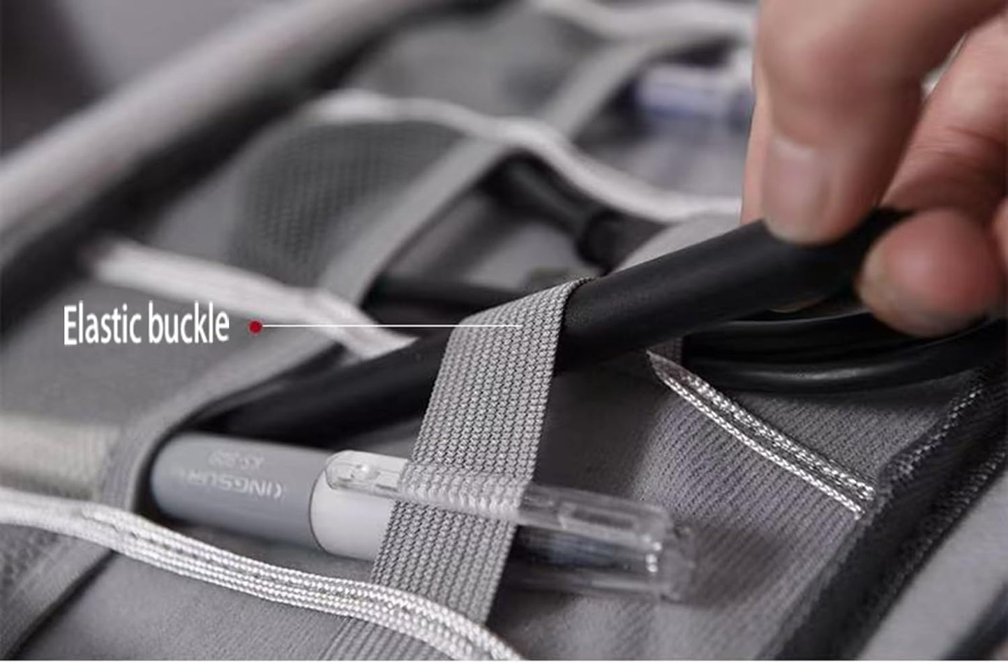 Cable Organizer bag for women or men,Electronic Accessories Carry Case Portable Waterproof Double Layers All-in-One Storage Bag for Cord, Charger, Phone, Earphone (Black)