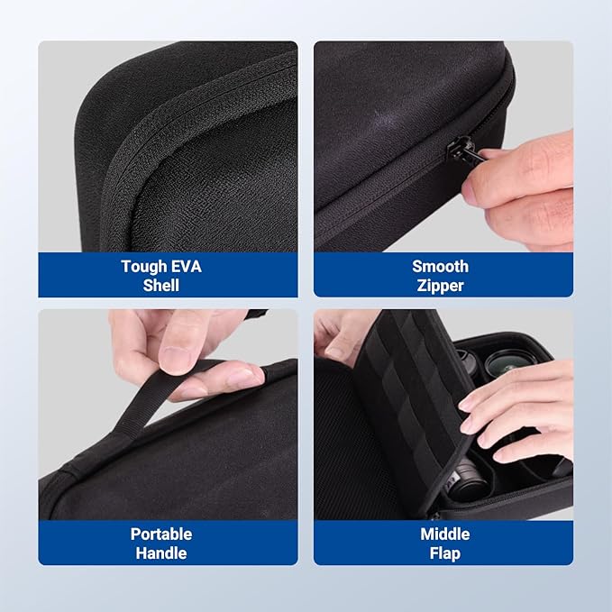 NEEWER Carrying Case for Action Camera & Accessories, Splashproof Protective Storage Bag with DIY Dividers & Mesh Pockets Compatible with GoPro DJI Osmo 360 Action 5 Pro Pocket 3 Lens, PB27