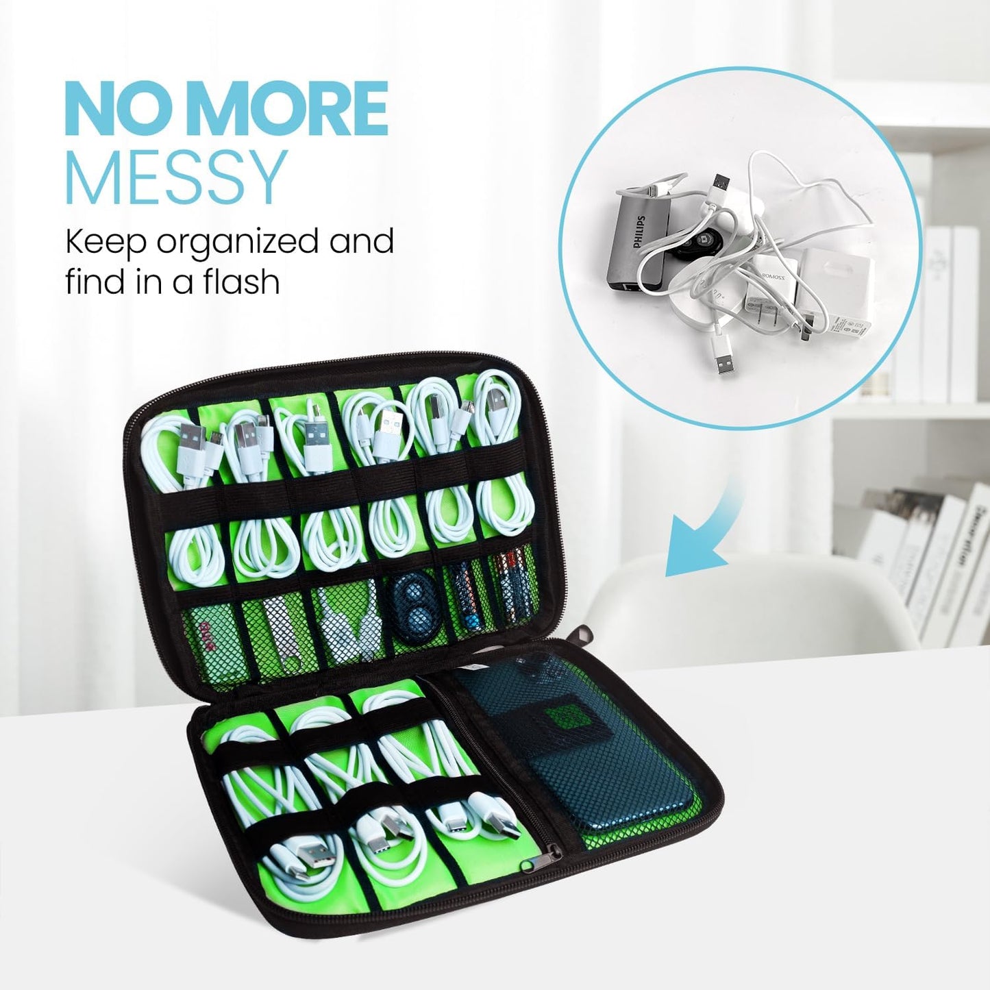 Electronics Travel Organizer,Portable Waterproof Electronic Travel Storage Bag for Small Charging Cord Storage,Charger,SD Card etc,for Travel,Business-Rose Red