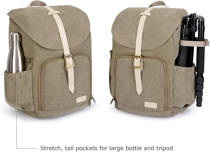 BAGSMART Camera Backpack, DSLR SLR Waterproof Camera Bag with 15 Inch Laptop Compartment & Tripod Holder & Rain Cover, Green