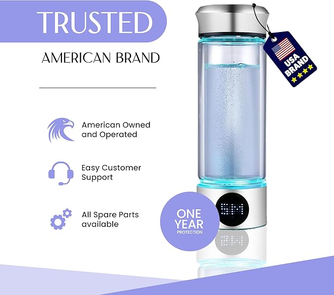 2026 New Hydrogen Generator Water Bottle SPE PEM Technology Water Ionizer (Classic, Silver - LED)