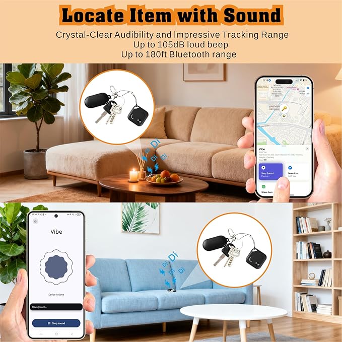 2026 New Android Air Tracker Tags-4 Pack for Both iOS & Android Phones, Dual System Bluetooth Tracker Compatible with Apple Find My (iOS) & Google Find Hub (Android) Device for Luggage, Keys, Backpack