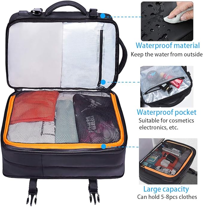 BANGE 45L Carry On Backpack, Weekender Travel Backpacks, 17.3 inch Laptop Back Pack Business Expandable Bag for Men and Women