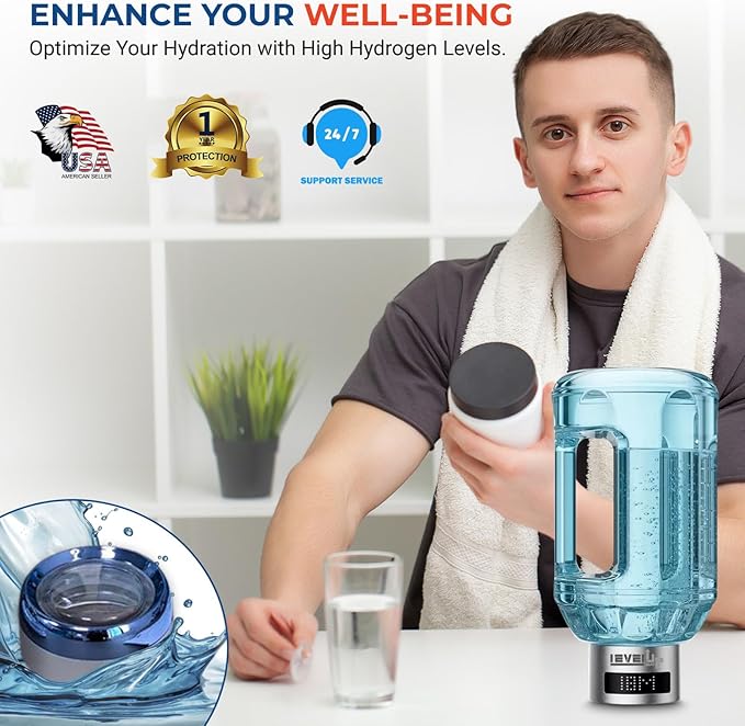 2026 New Hydrogen Water Bottle Jug – Portable Hydrogen Water Generator with Digital Display – Up to 4000PPB - 51oz Capacity – Premium Hydration Solution for Home, Office & Gym