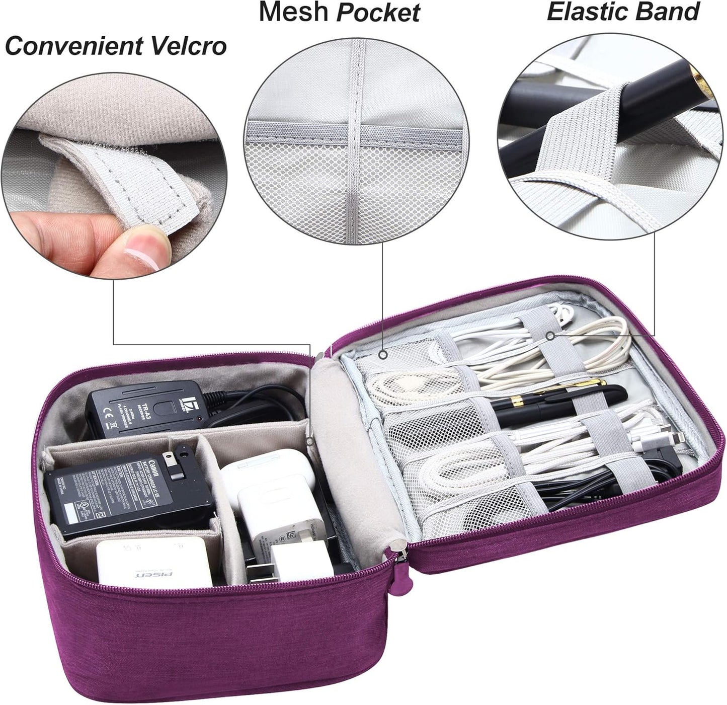 VOCUS Electronics Organizer Travel Cable Organizer Bag for Electronics Accessories, Portable Tech Carring Large Storage Case for Charger, Cord, Power Bank, Hardware