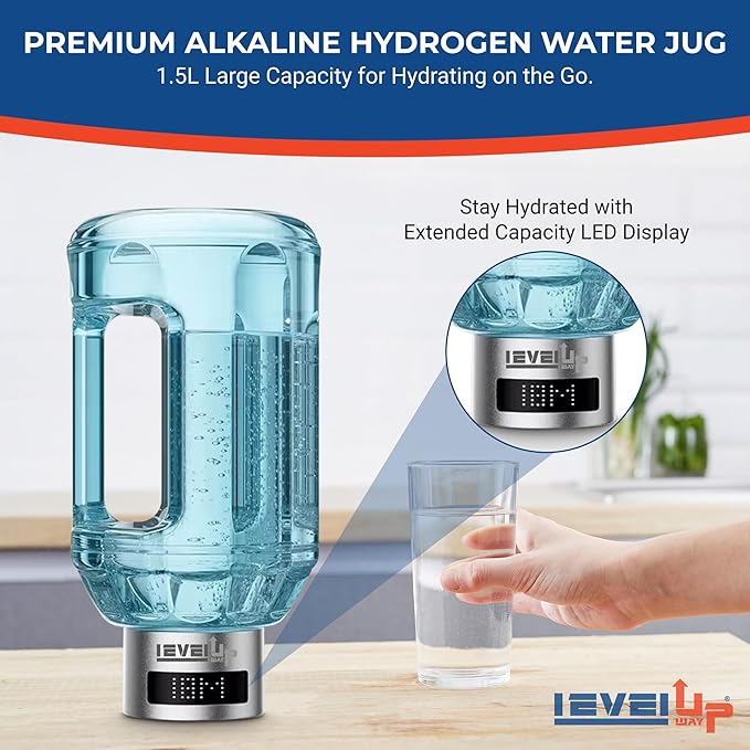2026 New Hydrogen Water Bottle Jug – Portable Hydrogen Water Generator with Digital Display – Up to 4000PPB - 51oz Capacity – Premium Hydration Solution for Home, Office & Gym