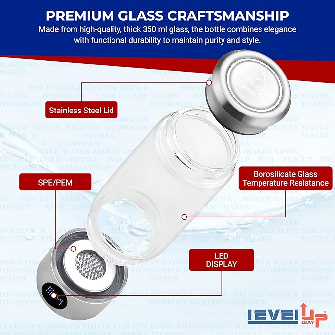 2026 New Hydrogen Generator Water Bottle SPE PEM Technology Water Ionizer (Classic, Silver - LED)