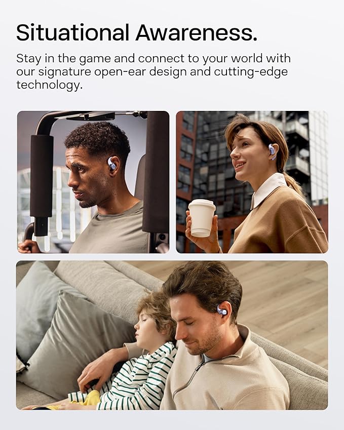 SHOKZ New OpenFit 2+ Open-Ear Headphones,Dolby Audio Enabled,Comfortable Earbuds with Soft Ear Hooks,48H Playtime,IP55 Water-Resistant,USB-C Fast Charging,Wireless Charging - Online Exclusive Purple