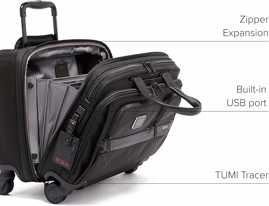 TUMI - Alpha Deluxe 4 Wheeled Laptop Case Brief - Laptop Bag with Wheels - Travel Briefcase with Expandable Design