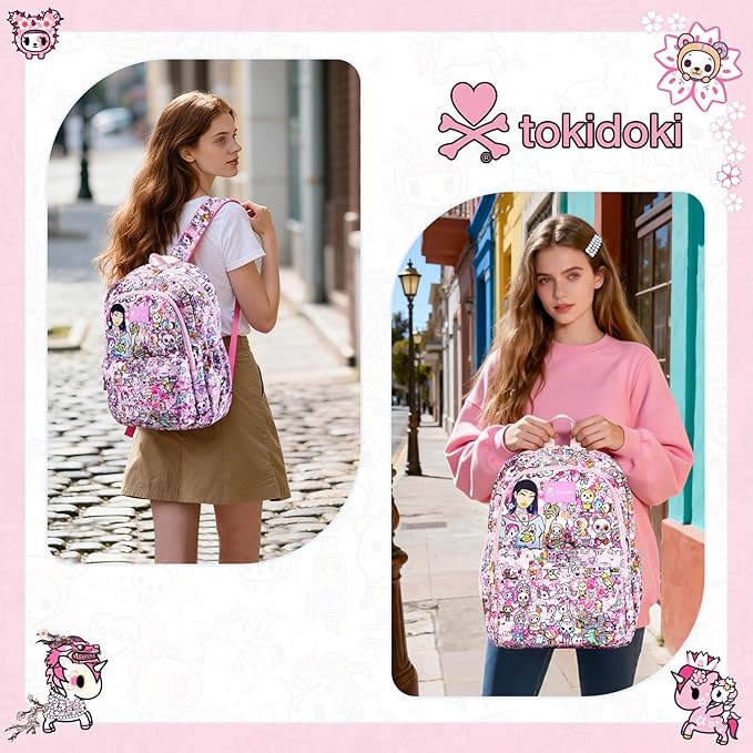 Tokidoki Unicorno Backpack Laptop Backpack for Women, Cartoon Pink Backpack Large Carry on Backpack College Bookbag Casual Daypack for Travel Outdoor Sports Hiking(Hanami Picnic)