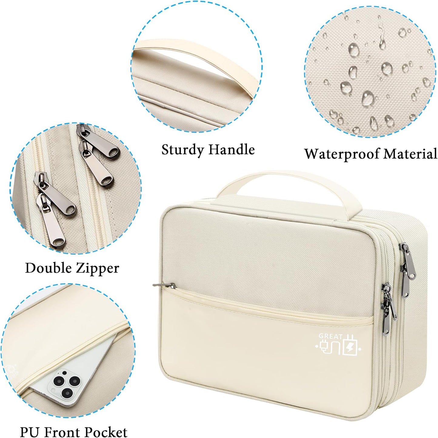 Electronic Organizer Travel Case, Travel Cord Organizer Case Portable Waterproof Cable Organizer Bag for Charger, Cord, USB, Power Bank, Earphone