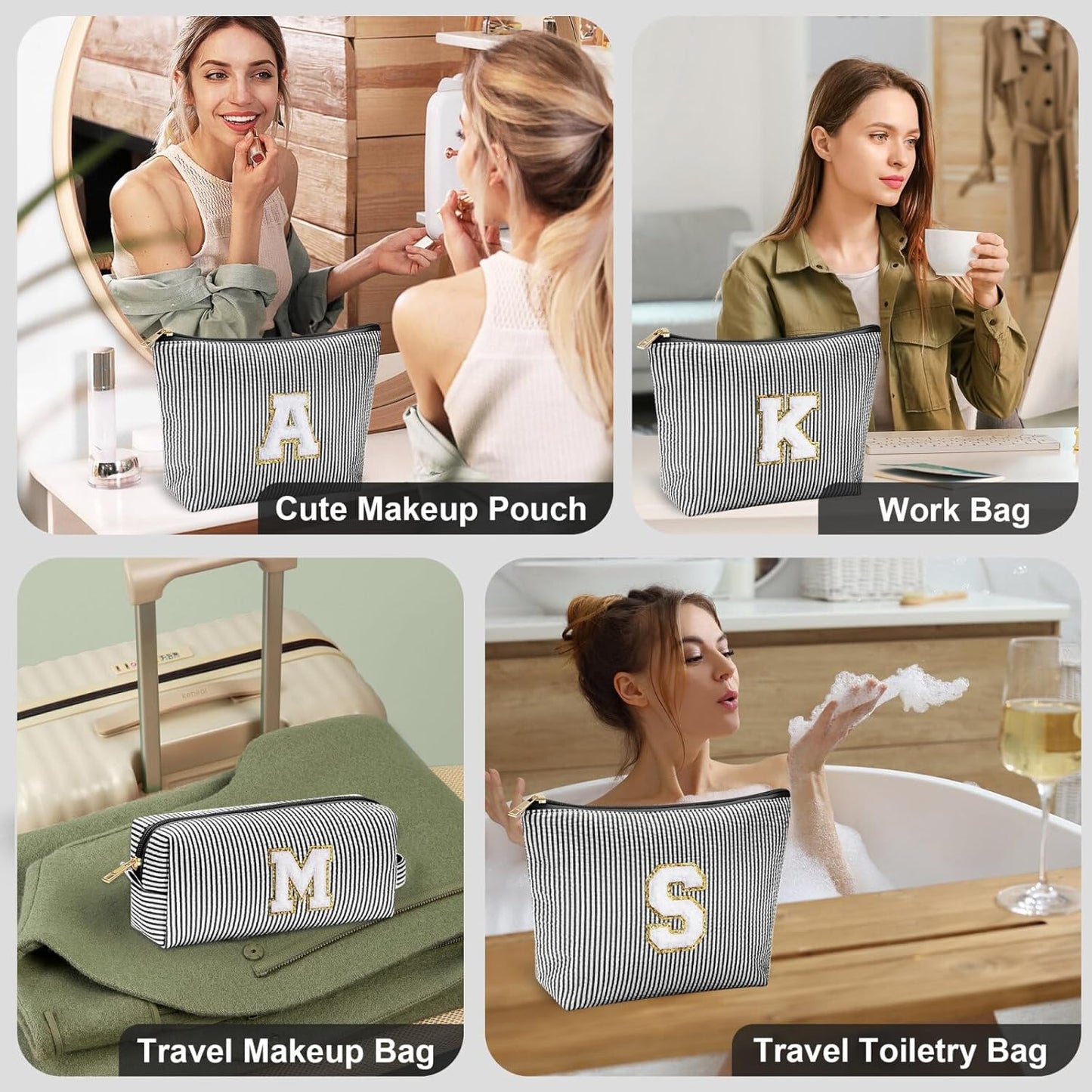 YOOLIFE Gifts for Women - Personalized Makeup Bag for Her, Skincare Bag, Black, Best Friend, Wife, Birthday, Graduate Gift