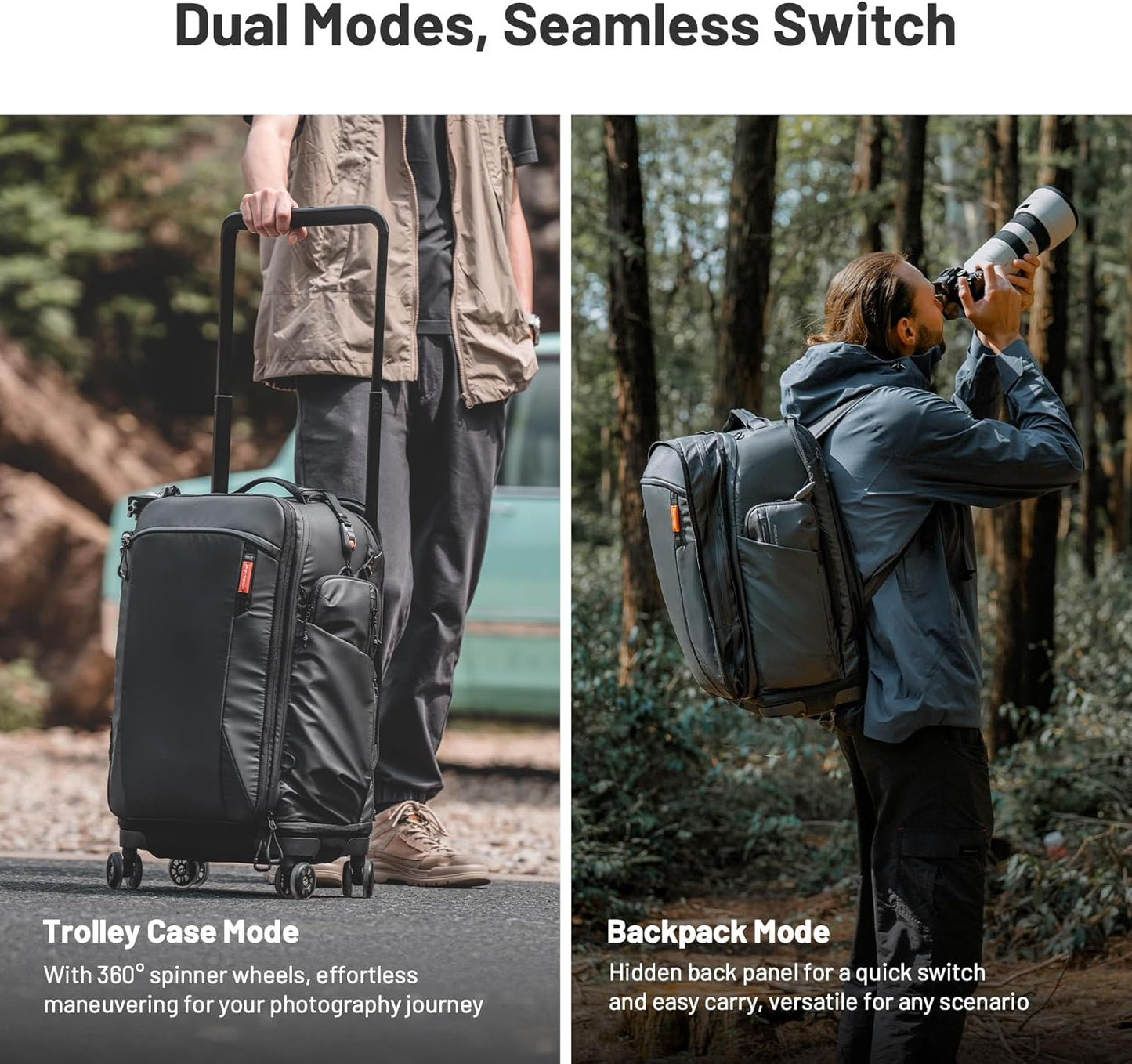 PGYTECH 2-in-1 Roller Camera Backpack, DSLR/SLR/Mirrorless Bag for Travel Photographers, Rolling Luggage with Tripod & Removable Modular & Rain Cover, Compatible with Canon, Nikon, Sony