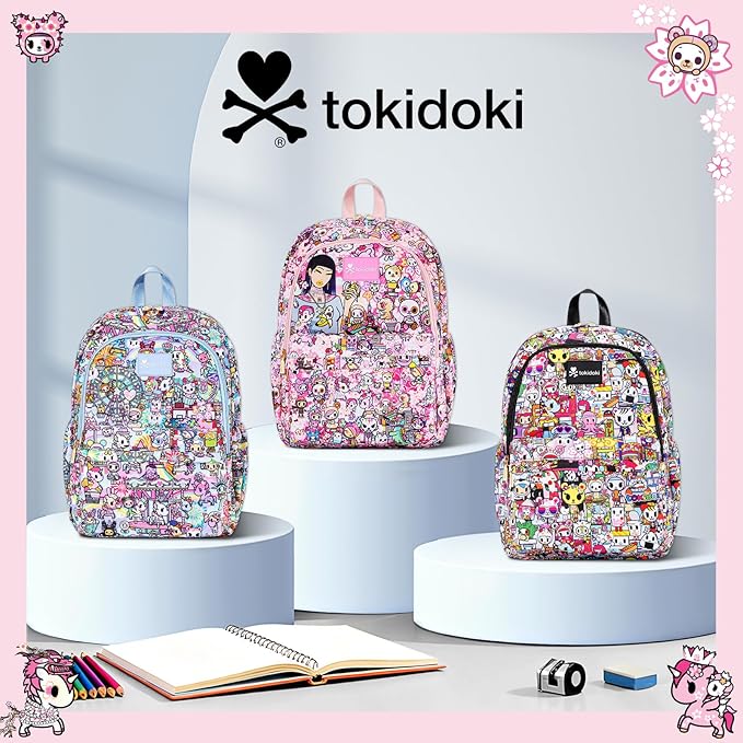 Tokidoki Unicorno Backpack Laptop Backpack for Women, Cartoon Pink Backpack Large Carry on Backpack College Bookbag Casual Daypack for Travel Outdoor Sports Hiking(Hanami Picnic)