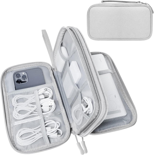 Electronics Organizer Travel Case,Electronic Accessories Storage Bag,Portable Waterproof Cable Organizer Bag,Travel Cord Organizer Bag for Small Charging Cord Storage,Cables,SD Card-Grey