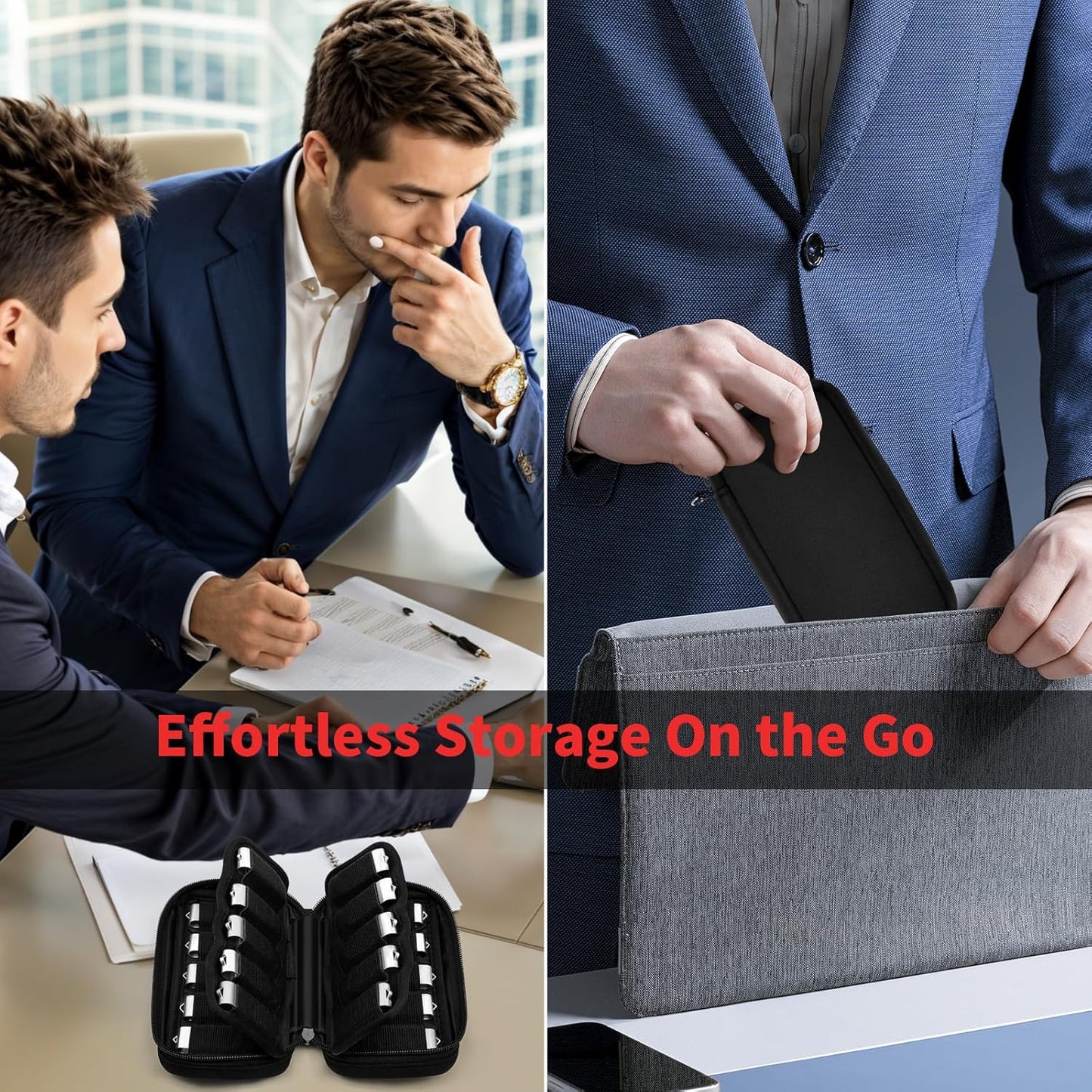 ABLAZE Flash Drive Case 20 Slots for USB Storage, USB Holder Storage Bag with Label, Electronic Accessories Organizer for Thumb Drive (Black)