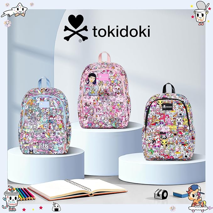 Tokidoki Unicorno Backpack Laptop Backpack for Women, Cartoon Black Backpack Large Carry on Backpack College Bookbag Casual Daypack for Travel Outdoor Sports Hiking(Kawaii Metropolis)