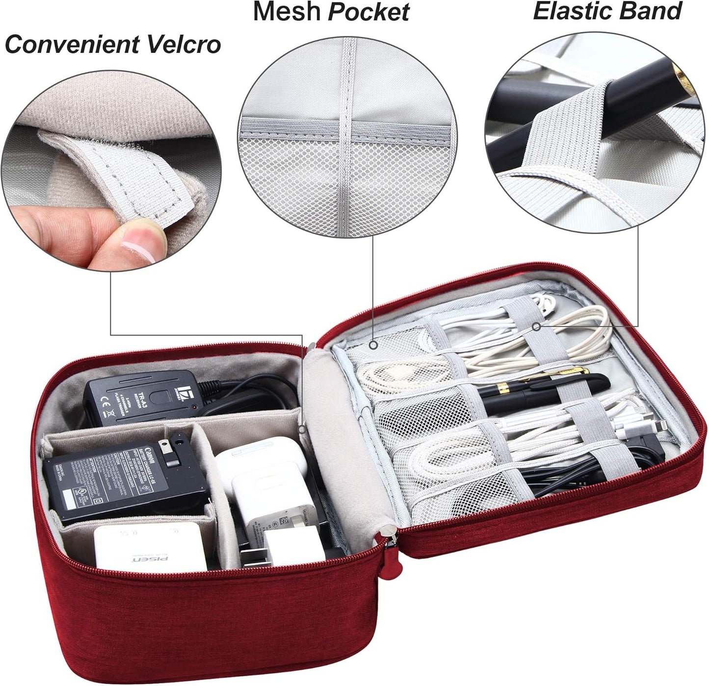 Electronics Organizer Travel Universal Cable Organizer Bag Waterproof Electronics Accessories Storage Cases for Cable, Charger, Phone, USB, SD Card, Hard Drives, Power Bank, Cords